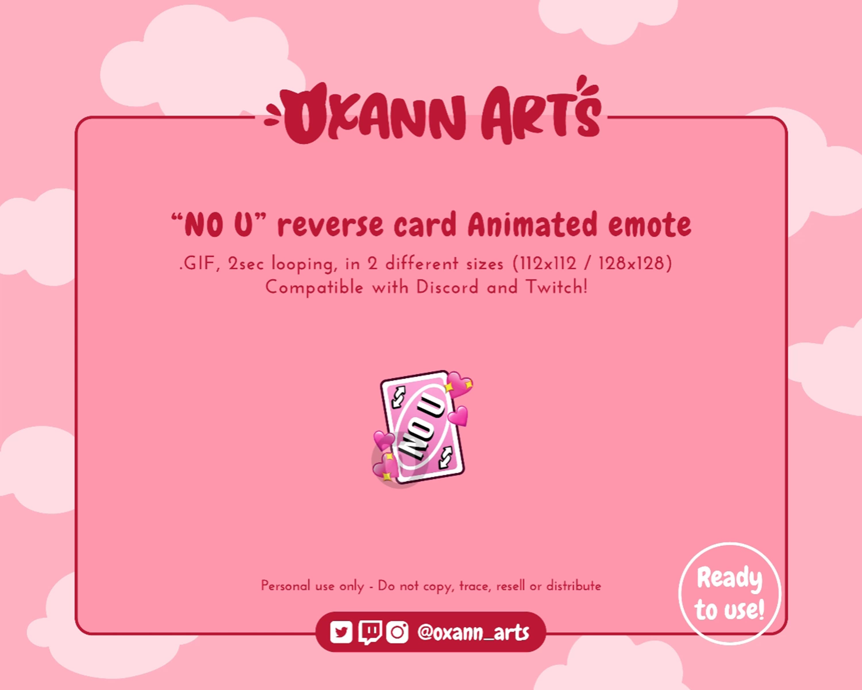 Custom Discord Emoji — love-themed uno reverse cards (blue, yellow