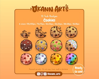 Badge Cookie per Twitch/Discord - Streaming Sub/Bit/Punti Canale/Emote (confezione da 12)