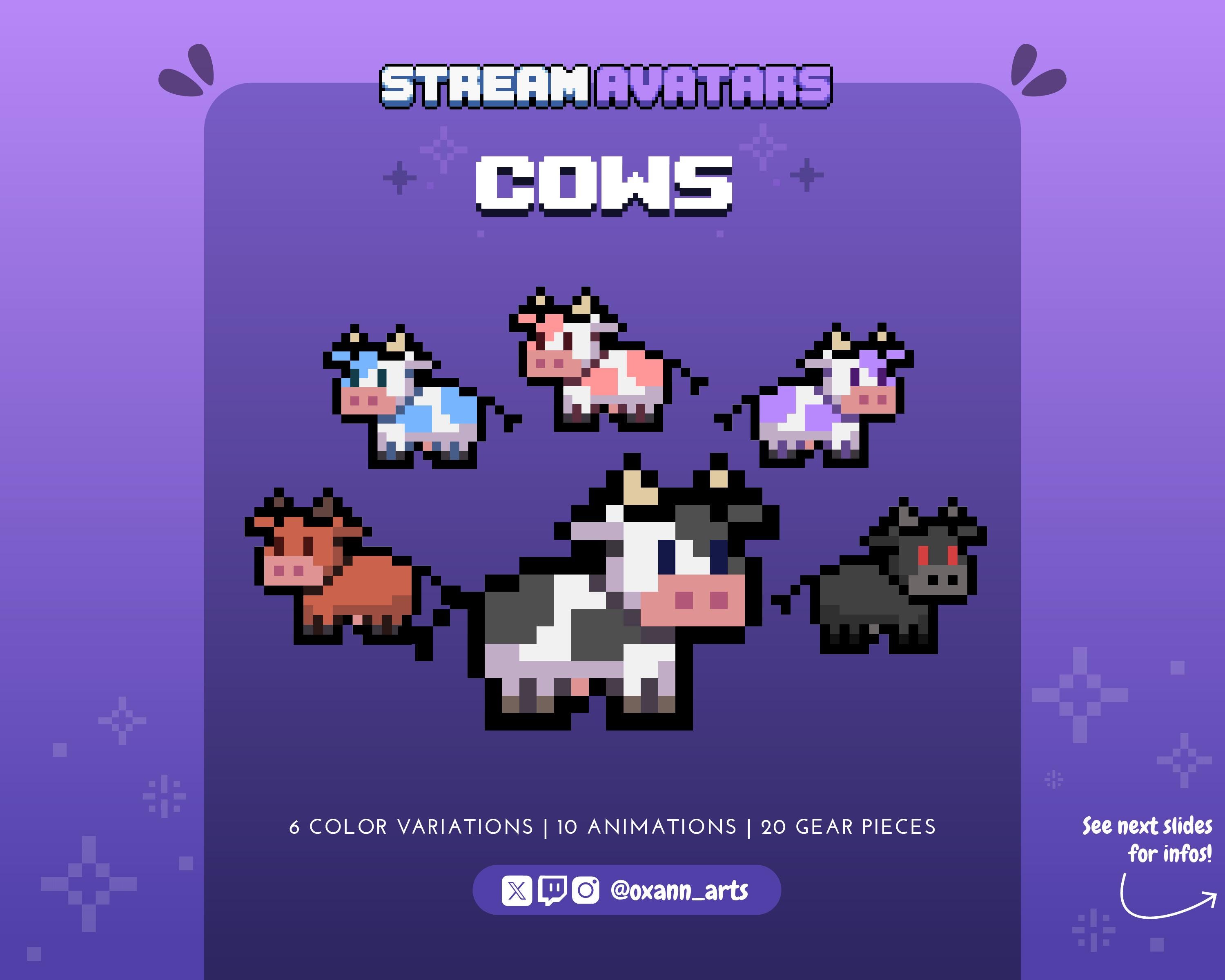 COW STREAM AVATARS for Twitch Cute Streaming Interactive Viewer