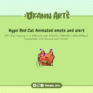 RED Hype CAT with confetti Animated Emote and Alert for Twitch and Discord |  Happy emoji | looping GIF animations for Streaming