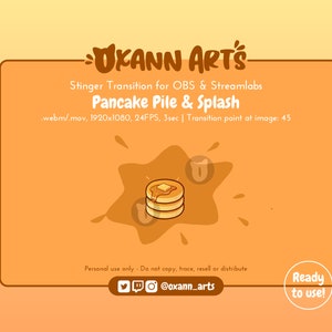 PANCAKE Pile and SPLASH Stinger TRANSITION for Twitch | Compatible with obs & Streamlabs  | cute food animated scene transition