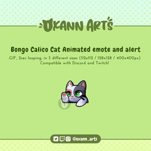 CALICO Bongo KATZE Animiertes Emote und Alarm für Twitch und Discord | Glückliches Emoji | Schleife von GIF Animationen fürs Streamen