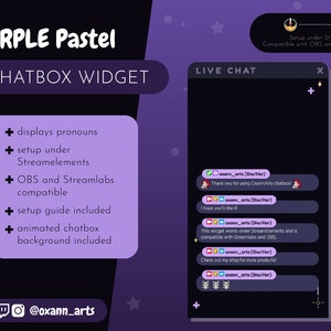 Animated CHATBOX & Chat WIDGET for Twitch - PURPLE Celestial Pastel | Cute stars overlay for your stream