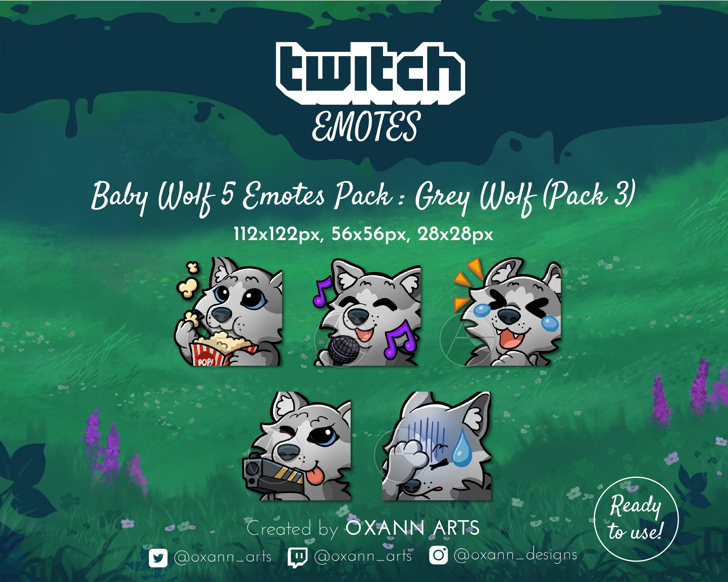 5x Grey Wolf Emotes Pack For Twitch Mignon Bebe Loup Etsy Canada