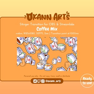 COFFEE and TEA Stinger TRANSITION for Twitch | Compatible with obs & Streamlabs  | cute hot drinks animated scene transition