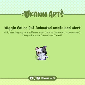 CALICO Wiggle CAT Animated Emote and Alert for Twitch and Discord | Cute Dancing ear flop emoji | looping GIF animations for Streaming