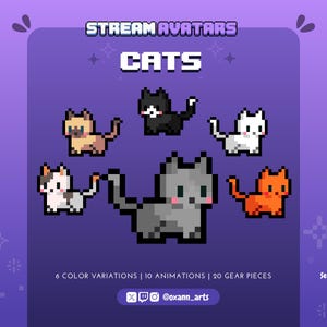 CAT STREAM AVATARS for Twitch | Cute streaming interactive viewer pets/characters | Streamer widget