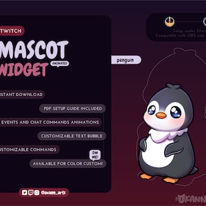 PINGUN-mascotte / Stream Pet voor Twitch | Leuke geanimeerde aanpasbare widget | Streamelements-widget voor OBS/Streamlabs