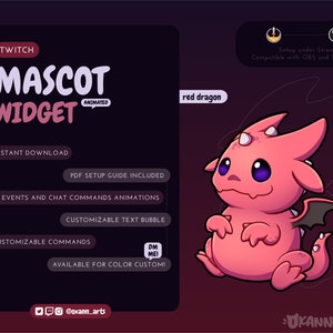 RED DRAGON Mascot / Stream Pet for Twitch | Cute fantasy rpg animated customizable widget | Streamelements widget for OBS/Streamlabs