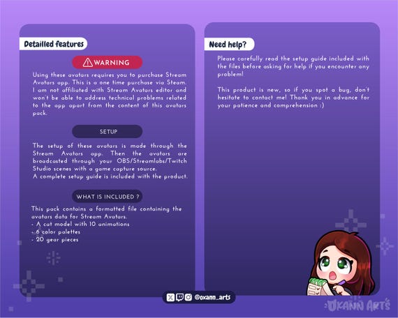 CAT STREAM AVATARS for Twitch Cute Streaming Interactive Viewer