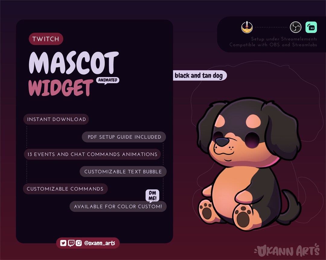 Black & Tan DOG Mascot / STREAM PET for Twitch | Cute Animated ...