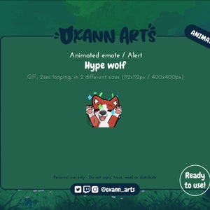 RED Hype Wolf with confetti Animated Emote and Alert for Twitch and Discord | emoji | looping GIF animations for Streaming and chatting