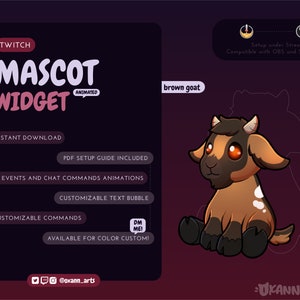 BRAUNE ZIEGE Maskottchen / Stream Pet für Twitch | Animiertes anpassbares Widget | Streamelement-Widget für OBS/Streamlabs