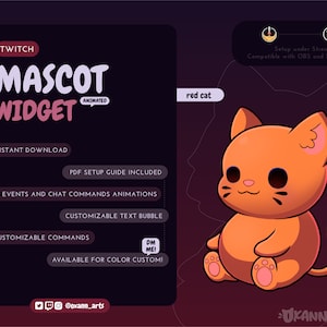 Mascotte RED CAT / Stream Pet per Twitch / Widget personalizzabile animato carino / Widget Streamelements per OBS/Streamlabs
