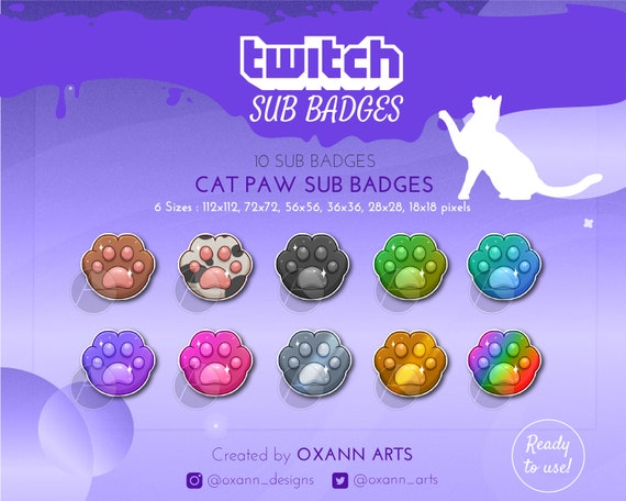 Cat Paws Twitch Sous Badges X10 Kitten Toe Bean Cheer Badges Etsy