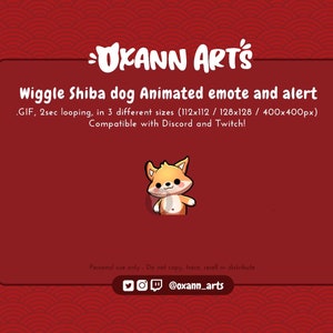 SHIBA WIGGLE Animated Emote and Alert for Twitch and Discord | Cute Dancing ear flop emoji | looping GIF animations for Streaming