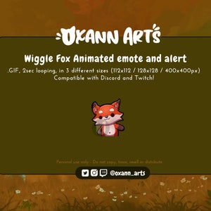 FOX WIGGLE Animated Emote and Alert for Twitch and Discord | Cute Dancing ear flop emoji | looping GIF animations for Streaming
