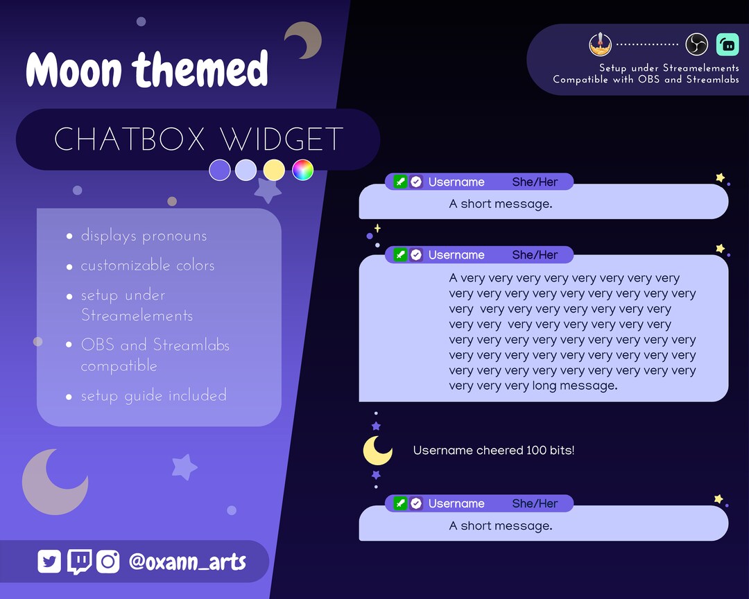 CHATBOX Widget for TWITCH - MOON and Celestial Themed Chat Overlay With ...