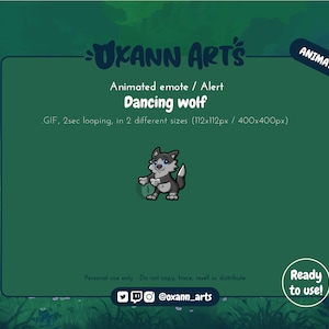 DARK Dancing Wolf Animated Emote and Alert for Twitch and Discord |  Backpack dance | looping GIF animations for Streaming and chatting