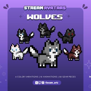 WOLF STREAM AVATARS for Twitch | Cute streaming interactive viewer pets/characters | Streamer widget