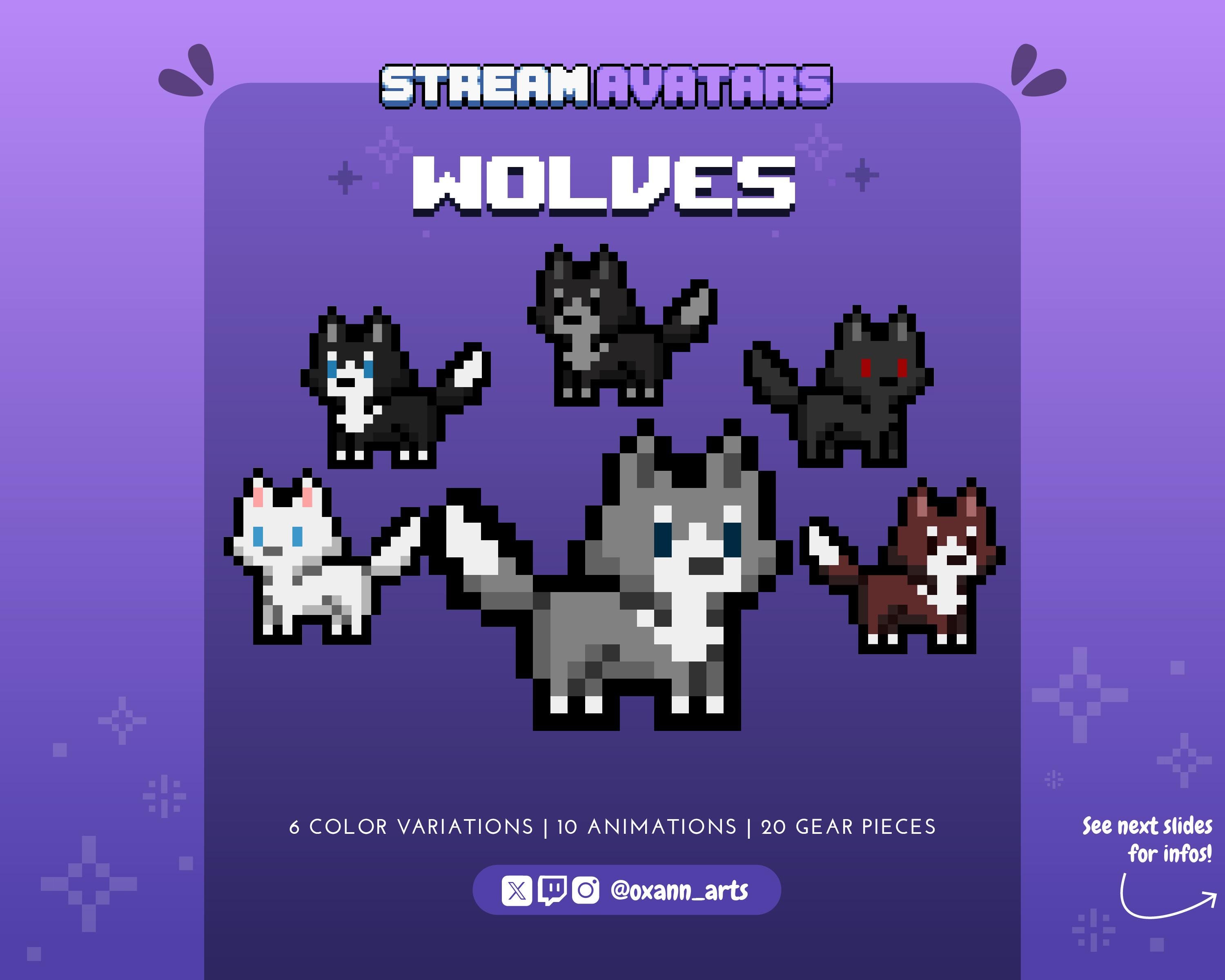 WOLF STREAM AVATARS for Twitch Cute Streaming Interactive Viewer