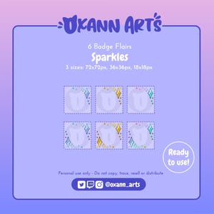 SPARKLES FLAIRS for Twitch badges | 6x cute frames/ornaments for Tier 2  and 3 sub badges