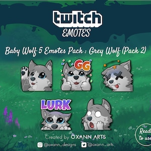 5x Grey Wolf Emotes Pack Pour Twitch Mignon Bebe Loup Loup Etsy