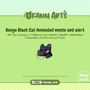 BLACK Bongo CAT Animated Emote and Alert for Twitch and Discord | Happy emoji | looping GIF animations for Streaming