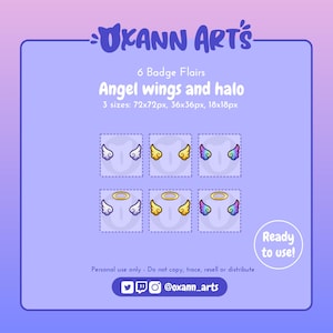 ANGEL WINGS and Halo FLAIRS for Twitch badges | 6x cute frames/ornaments for Tier 2  and 3 sub badges