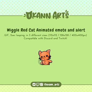 RED Wiggle CAT Animated Emote and Alert for Twitch and Discord | Cute Dancing ear flop emoji | looping GIF animations for Streaming