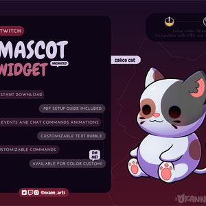 CALICO CAT Mascot / Stream Pet for Twitch | Cute animated customizable widget | Streamelements widget for OBS/Streamlabs