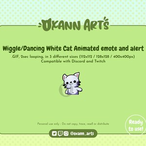 WHITE Wackel KATZE Animiertes Emote und Alarm für Twitch und Discord | Niedliche Tanzende Ohrstecker emoji | Schleife von GIF Animationen fürs Streamen