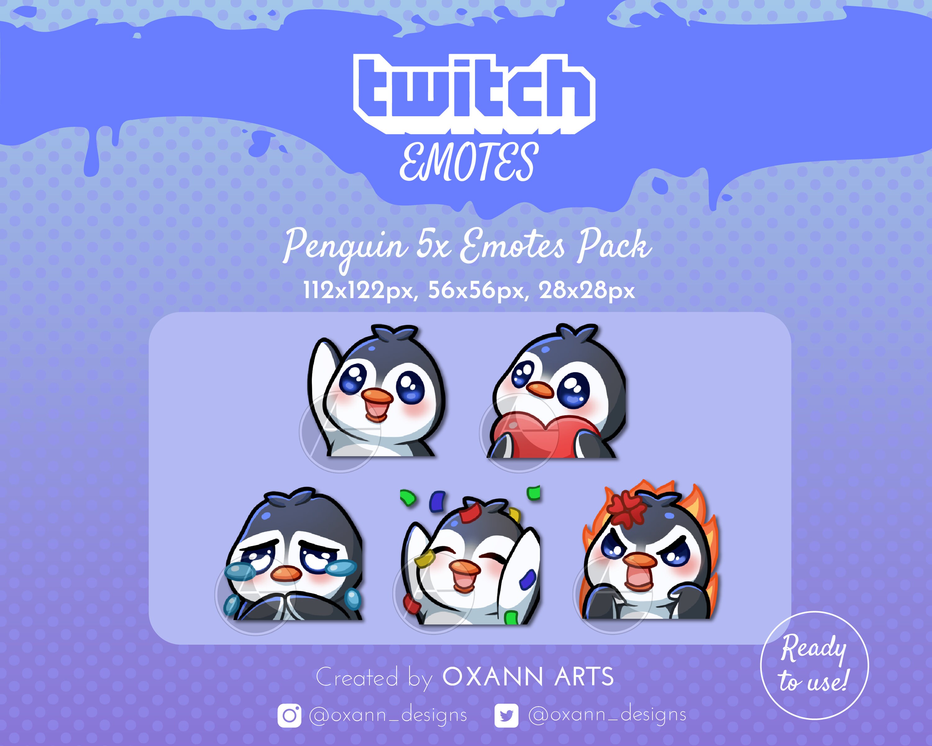 Stream Cute YouTube Animal Twitch Penguin Twitch Emotes x8 Discord