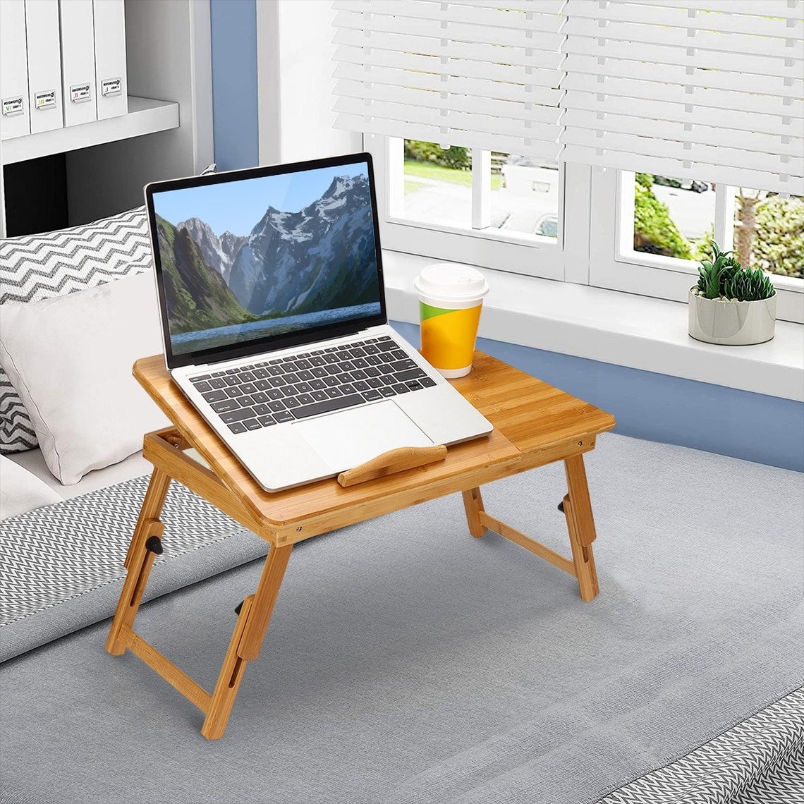 Adjustable Bamboo Computer Stand Laptop Desk Notebook Lapdesk Etsy