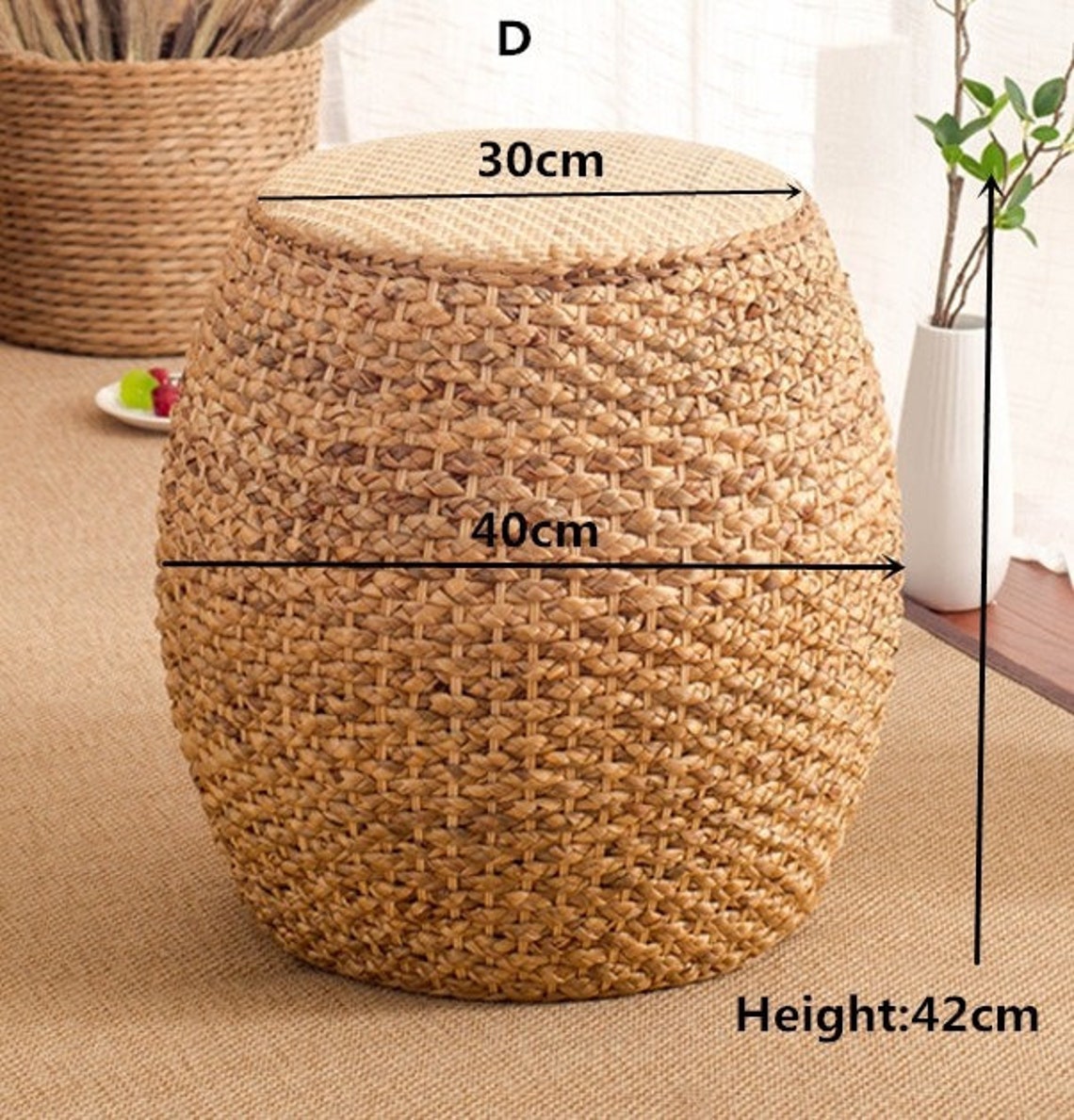 Rattan Small Stool Ottoman Footrest Modern Round Foot Stool Etsy