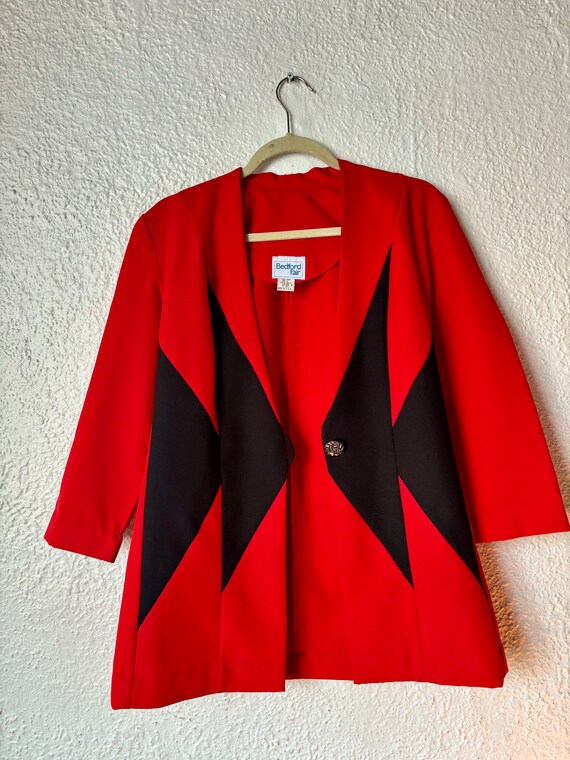 1990s Red and Black Button Jacket - image 2