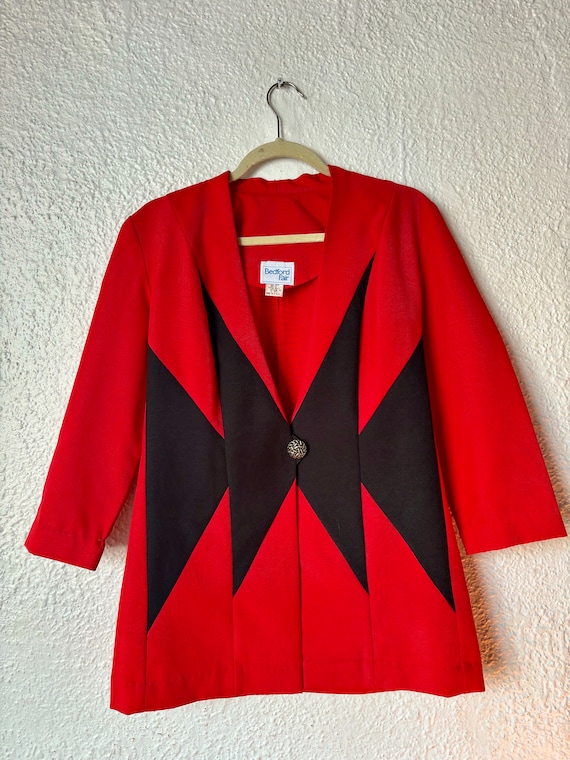 1990s Red and Black Button Jacket - image 1
