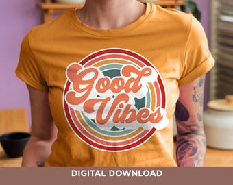 Good Vibes Retro Font SVG : fichier de coupe de vacances (téléchargement numérique)