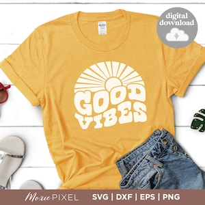 Good Vibes Retro SVG - fun word art - Vacation svg - Good Vibes Retro cut files for cricut - Good Vibes vector