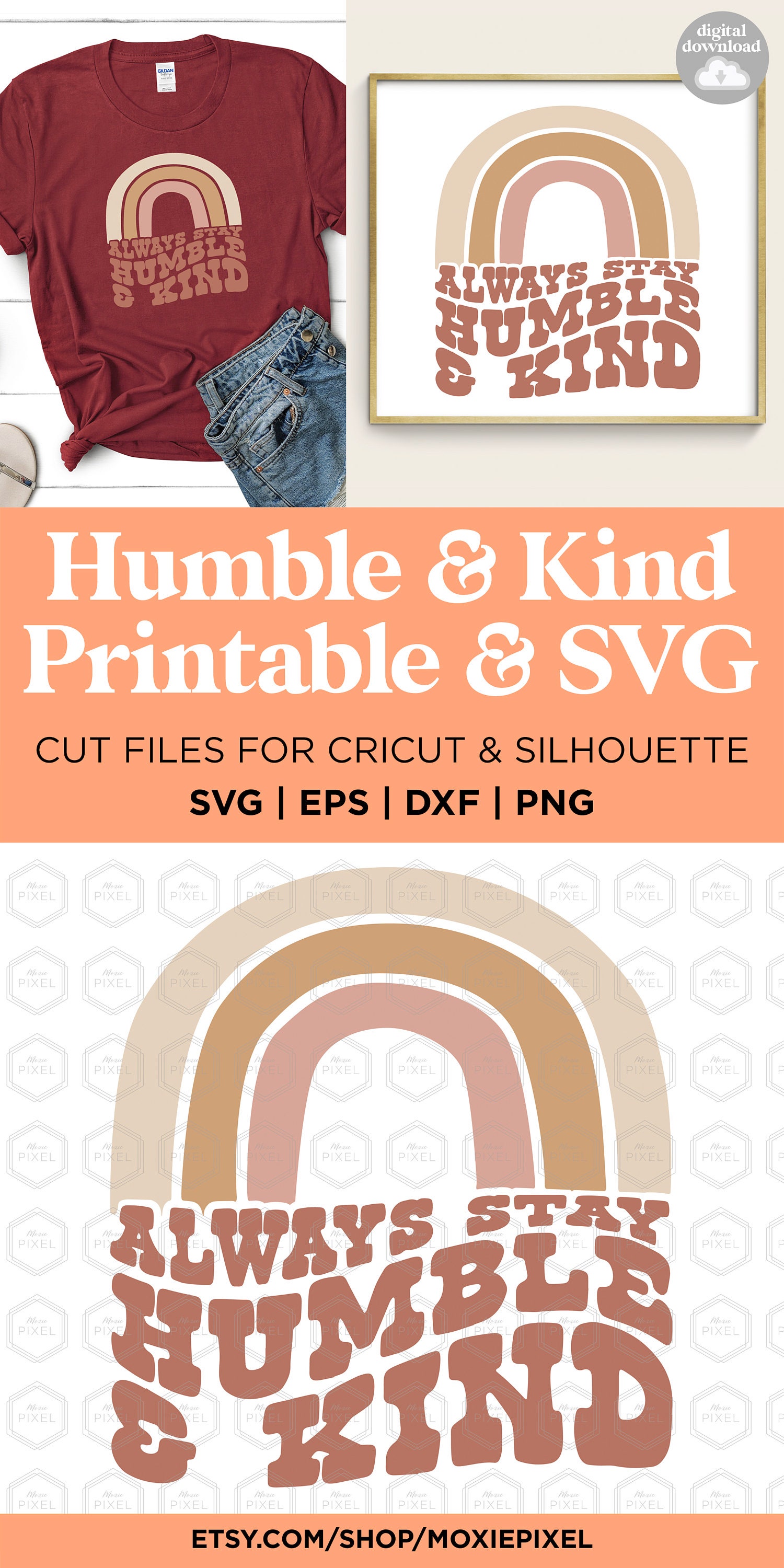 Humilde Svg Humble and Kind SVG: Boho Rainbow Cut Files (digital Download) - Etsy