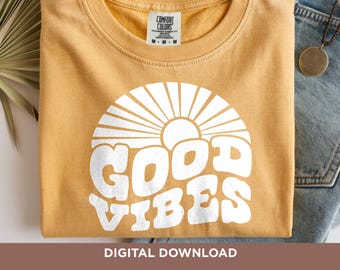 Retro Good Vibes SVG: Fun Word Art Cut Files (Digital Download)