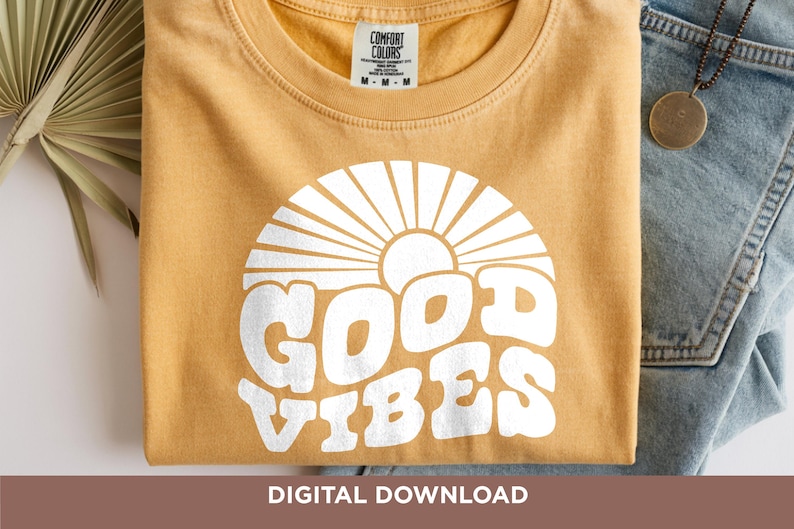 Retro Good Vibes SVG: Fun Word Art Cut Files (Digital Download) image 1