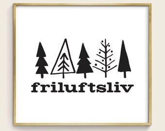 Fichiers de coupe SVG arbres Friluftsliv : Word Art Nature (téléchargement numérique)