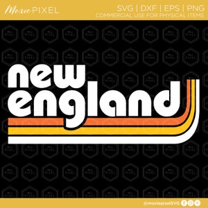 New England 80s Retro SVG - fun word art - New England svg - New England Retro cut files for cricut - New England vector