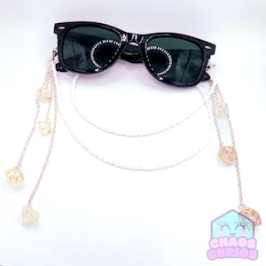 Mini Dice Glasses Chain, Multi-Dangling Dice, Gold White Dice, Mini Dice, Dice Glasses Chain, Dice Jewellery