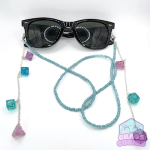 Mini Dice Glasses Chain, Powder Colour Mix, Mini Dice, Dice Glasses Chain, Dice Jewellery
