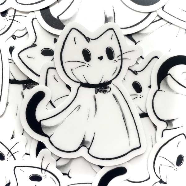 Ghost Cat Sticker ~ Glow-In-The-Dark