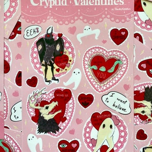 Cryptid Valentines Sticker Sheet