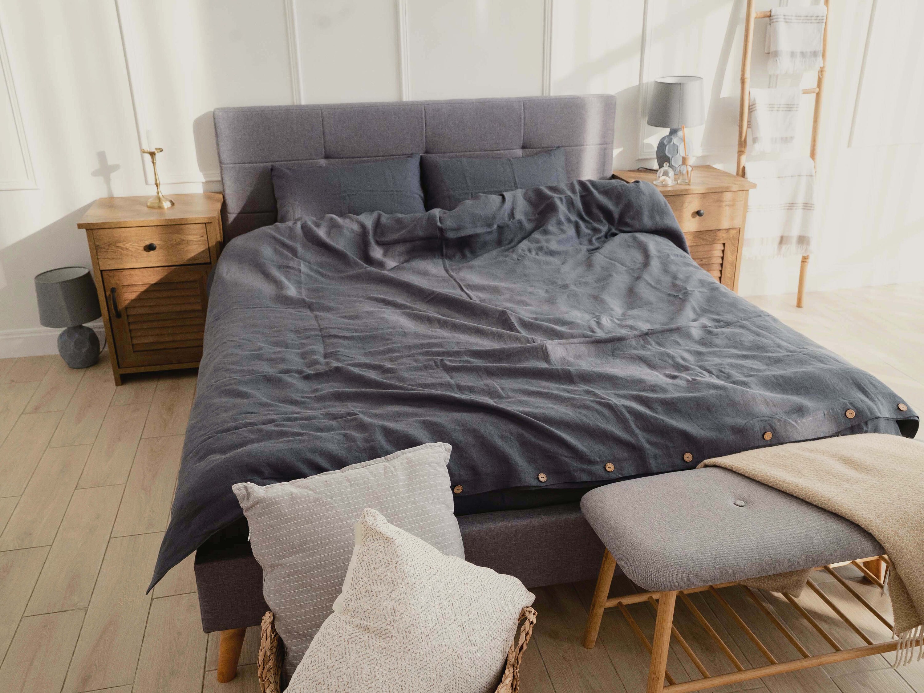 Charcoal Gray Linen Duvet Cover / Dark Grey Linen Bedding Set Etsy UK