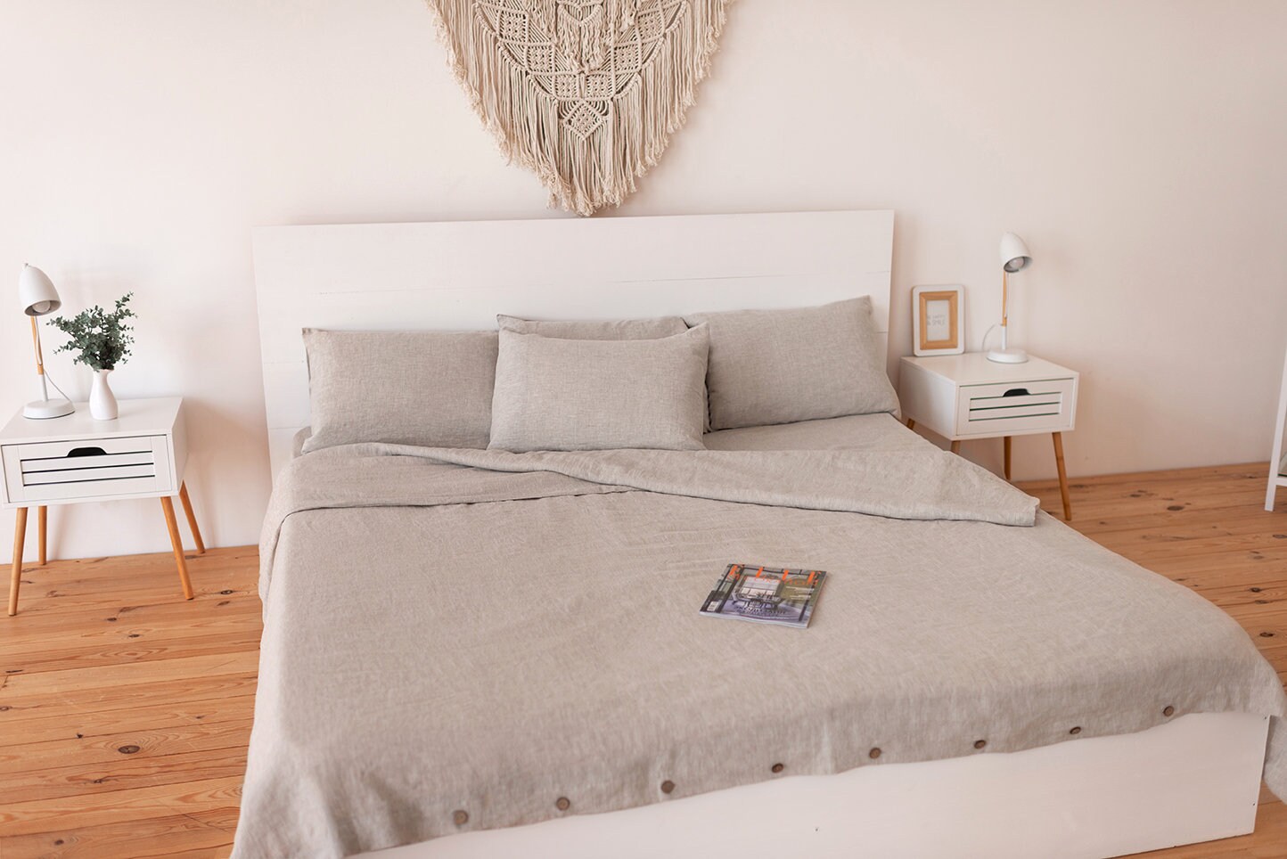 Linen Duvet Cover in Oatmeal natural. Organic Linen Bedding Etsy